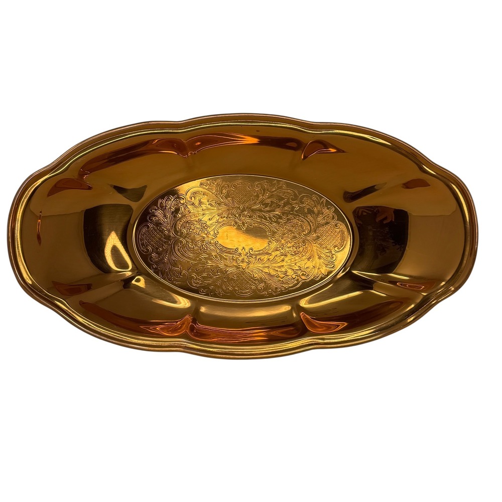 Vintage Coppercraft Guild Taunton Mass Copper Oval‎ Serving Tray 12" USA